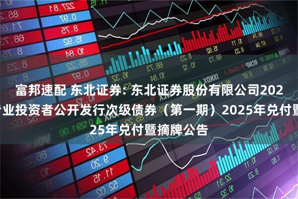 富邦速配 东北证券: 东北证券股份有限公司2022年面向专业投资者公开发行次级债券(第一期)2025年兑付暨摘牌公告