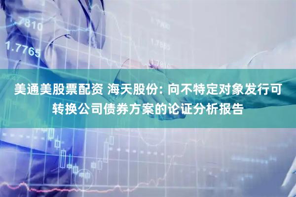 美通美股票配资 海天股份: 向不特定对象发行可转换公司债券方案的论证分析报告